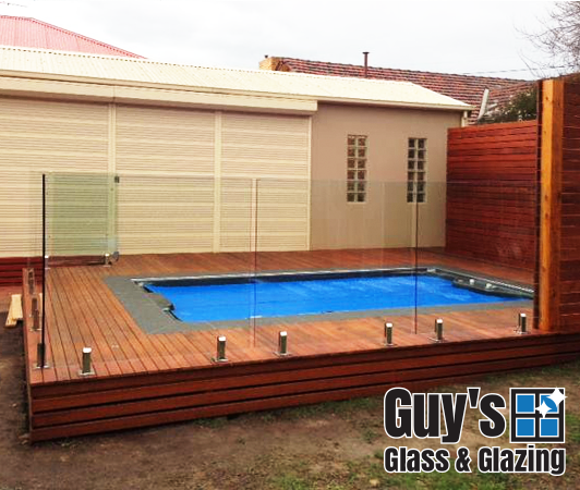 Right view of pool fencing done with a glass balustrade in Traralgon 2015